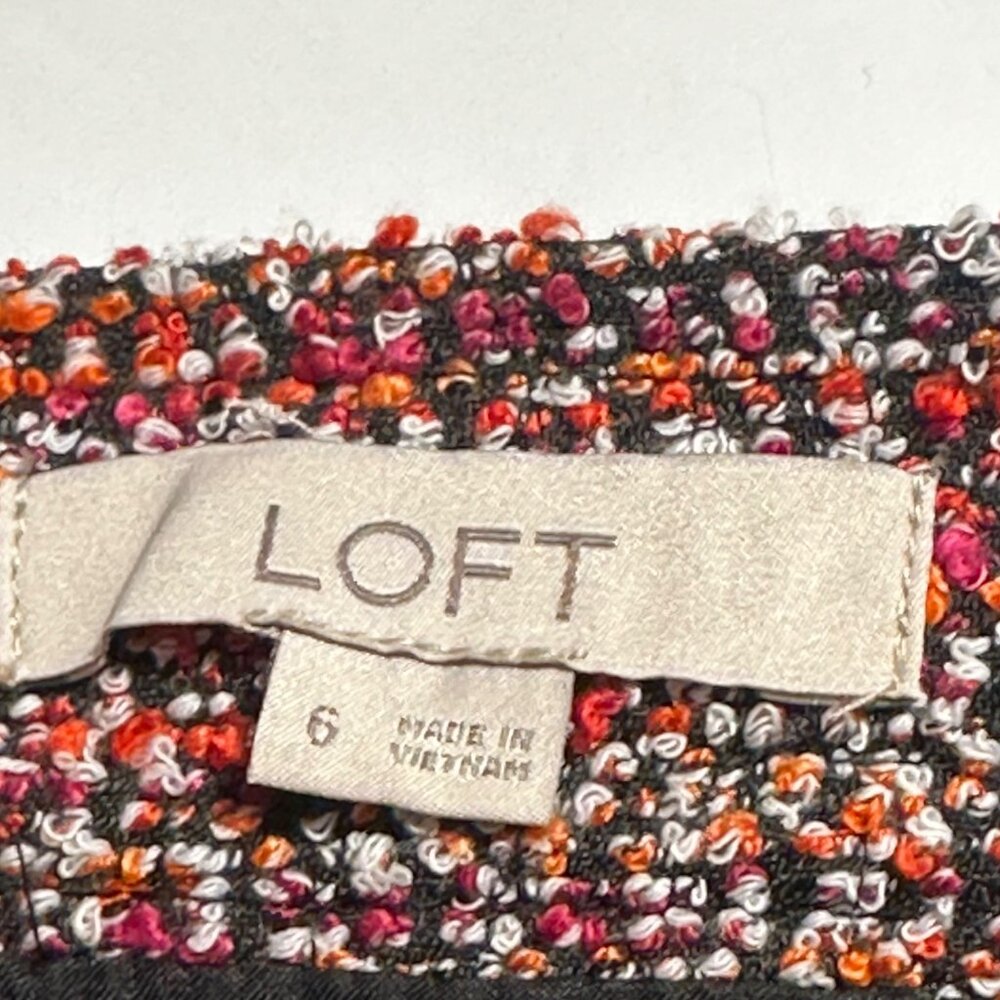 Loft Multicolor Tweed Fully Lined Skirt Flare Flounce Red Orange Fall SZ 6 NWOT - Picture 3 of 8